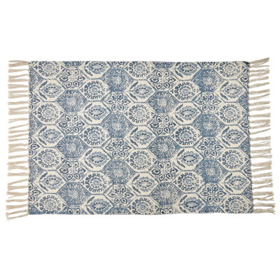 Tapis imprimé mosaïque bleu