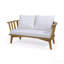 Causeuse d'extérieur en bois avec coussins - blanc / teck - l 55,50 po x P 27,00 po x H 25,50 po