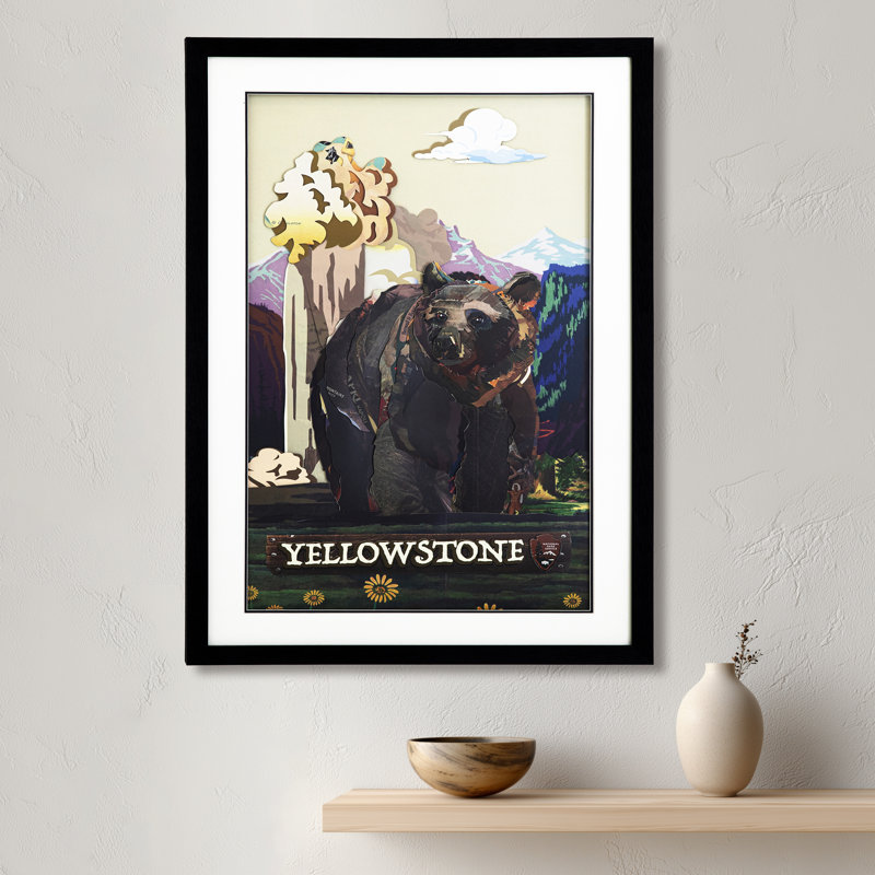 Tex «Yellowstone» - collage 3D, art mural l 24 po x H 36 po, encadré