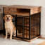 Solid Wood Dog Kennel Furniture Crate With Tray For Medium & Large Breeds