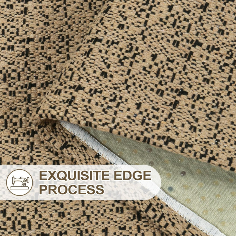 Tapis lavable en coton tissé antidérapant - Design confortable et confortable pour le salon, la chambre à coucher ou la cuisine