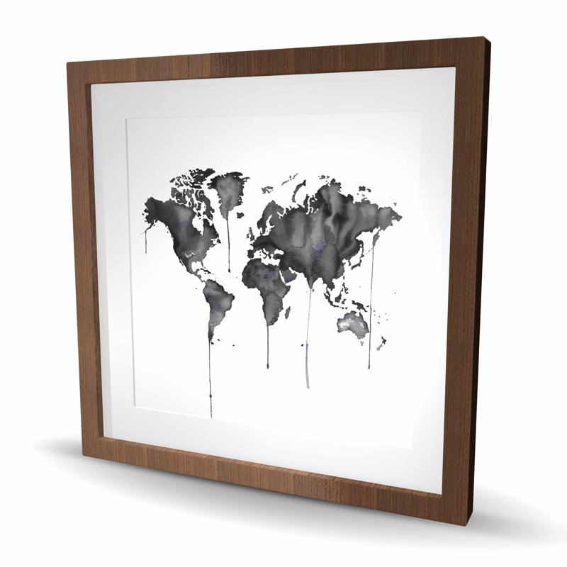 Watercolor World Map - Satellites, reproduction encadrée