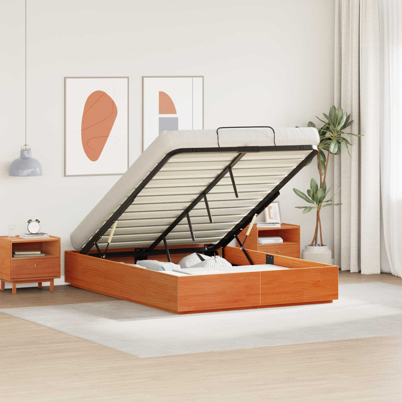 Solid Wood Bed Frame, European Kingsize (160 x 200 cm), Brown