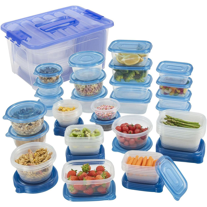 54-Piece Food Storage Container Set With Lids – Plastic Meal Prep Boxes – Stackable Reusable Kitchen Containers – Freezer, Microwave & Dishwasher Safe For Lunch, Pantry & Leftovers
