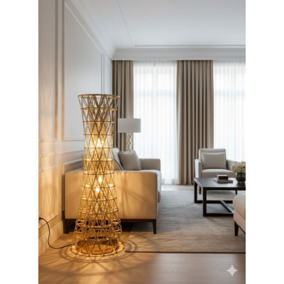 156-Light Gold LED Stainless Steel Floor Lamp 