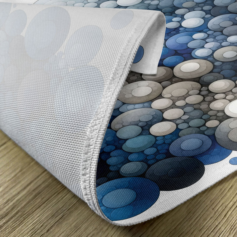 Eggshell and Dark Slate Blue Polyester Rectangle Placemats Set of 4