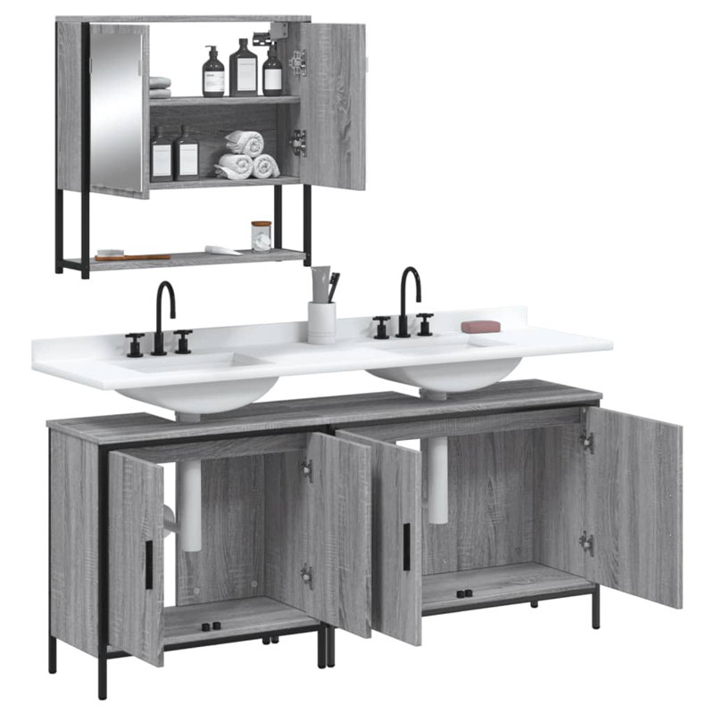 Adannaya Bathroom Furniture Suite, Grey Sonoma