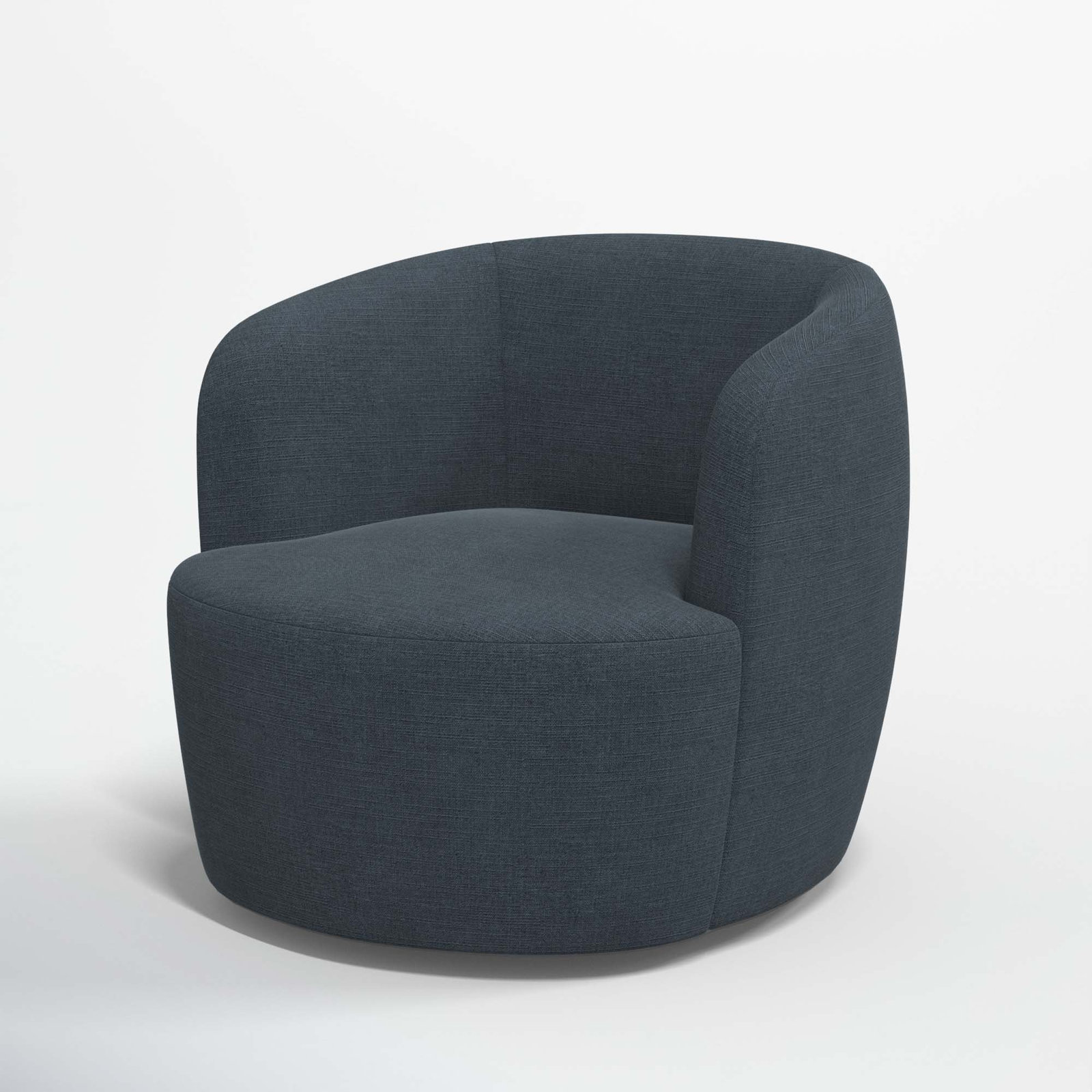 Mina Swivel Barrel Chair, Classic Navy Linen