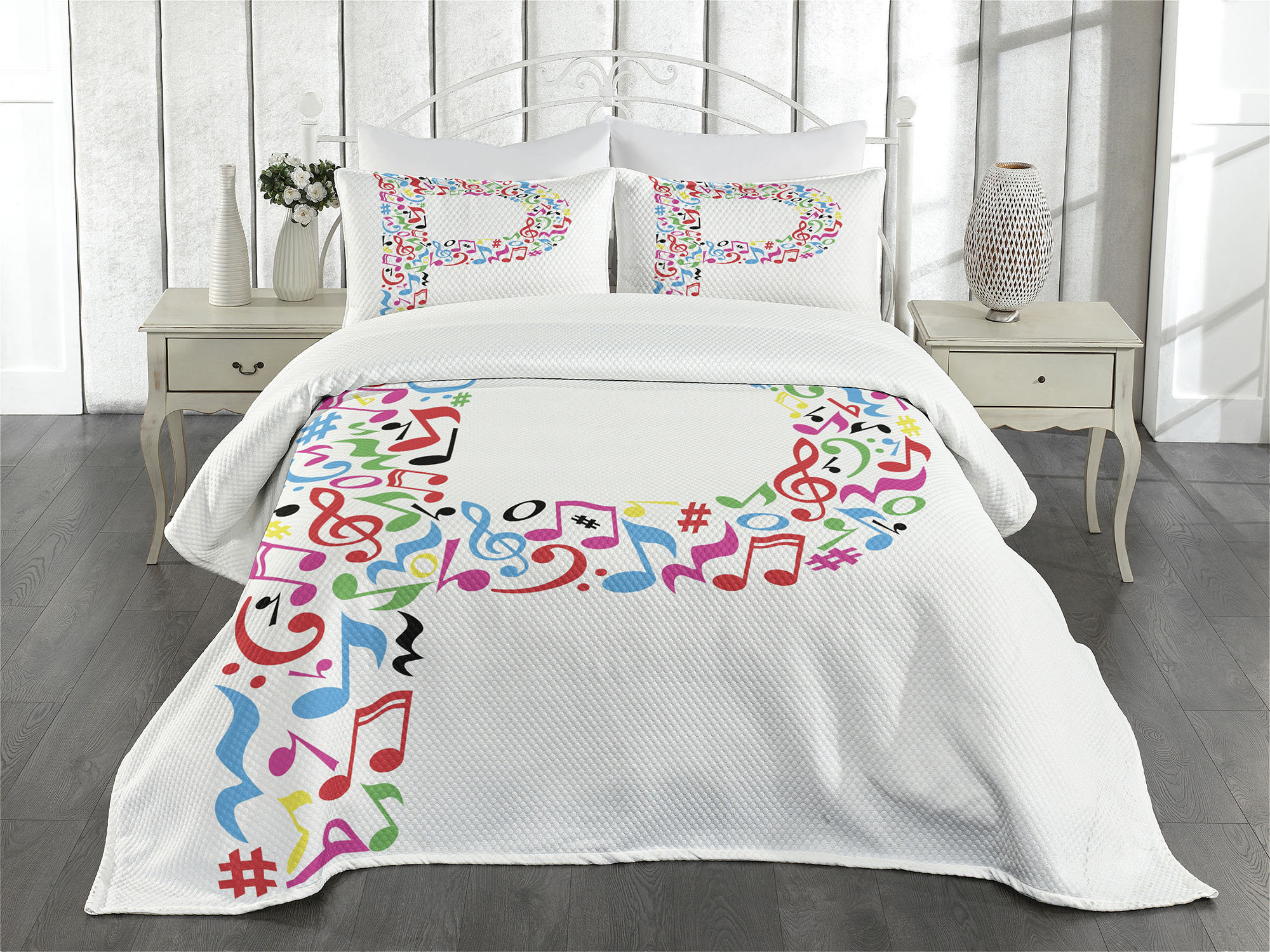 Music Note Bedspread Ambesonne Letter P Bedspread Music Notes Uppercase Multicolor | Wayfair
