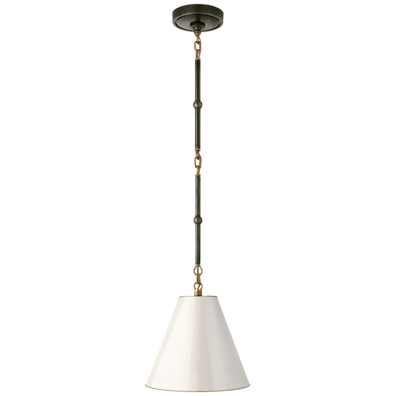 Thomas O'Brien Goodman Small Hanging Light, Antique White, Bronze/Antique Brass, 12" H x 10" W x 10" D
