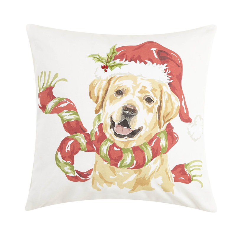 Coussin de Noël brodé Golden Lab