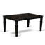 7 Piece Kitchen Table Set Consist of a Rectangle Dining Table with Butterfly Leaf and 6 Linen Fabric Dining Room Chairs, Black-121912368-126705083