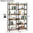 6-Tier Industrial Bookshelf, 67" Wooden Bookshelf With Open Shelves, Freestanding Metal Frame Bookcase For Storage And Display, Modern Book Shelves For Bedroom, Living Room And Home Office, Brown