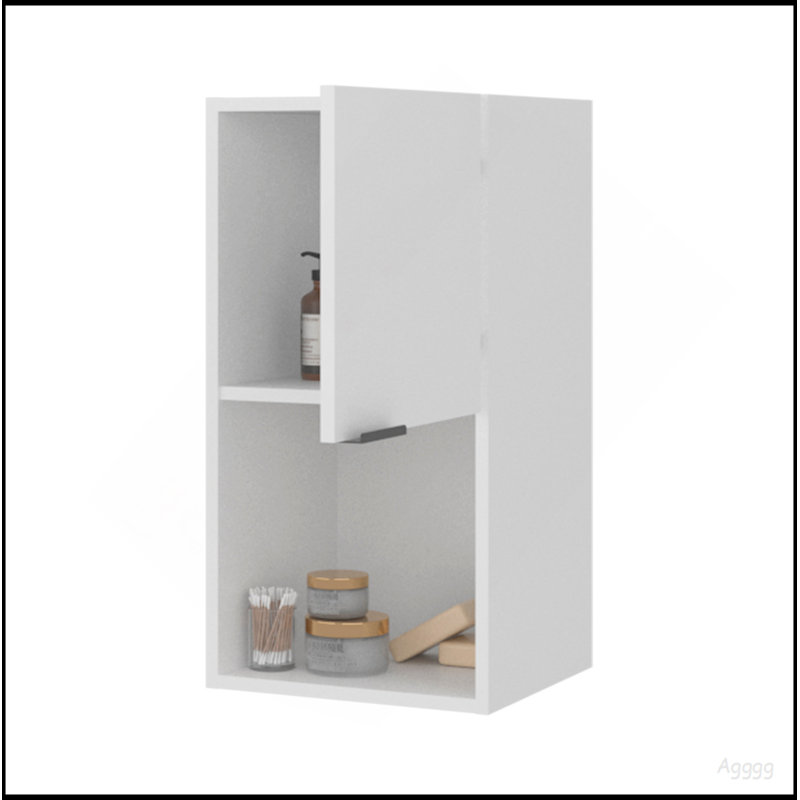 White Wall-Mounted Bathroom Cabinet With Hidden Storage