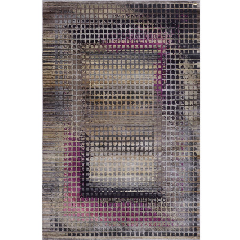 Tapis à motif géométrique gris Gratz, Rectangle 5 pi 3 po x 7 pi 7 po
