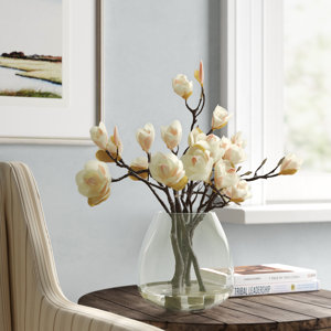 Magnolia Floral Arrangement in Glass Vase