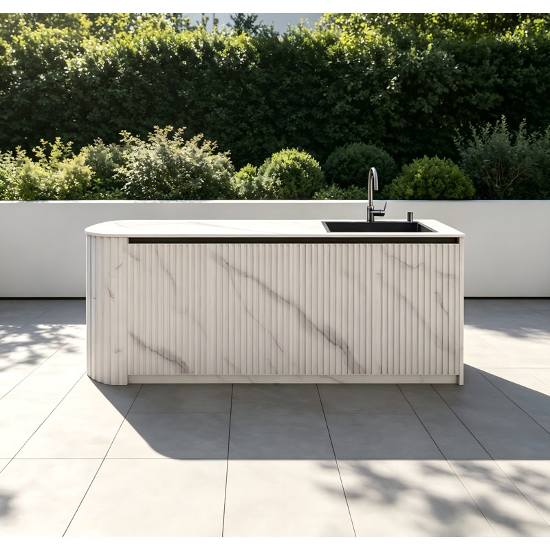 Outdoor Aluminum Vanity with Sink & Storage Cabine