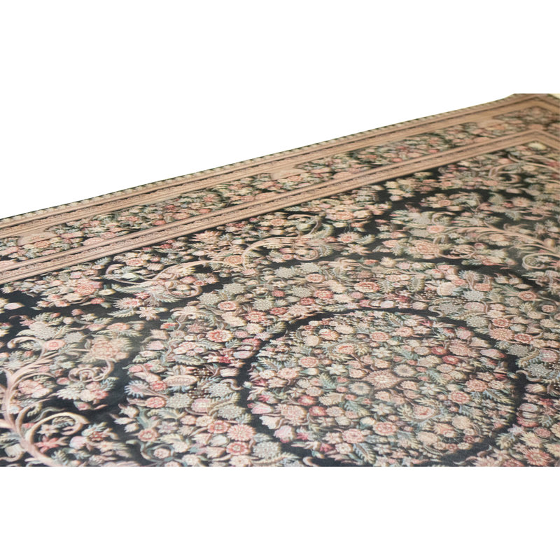 Hand Knotted Wool Area Rug in Black