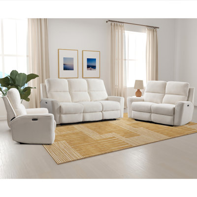 Divona 3 Piece Modern Microfiber Zero Clearance Recliner Power Reclining Living Room Set (Recliner, Loveseat & Sofa) -  Latitude Run®, F968793E622C42F4BD44AFFF24B2BCA2