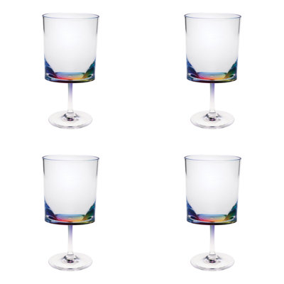 Ensemble de quatre verres à vin tout usage en verre géométrique transparent et arc-en-ciel