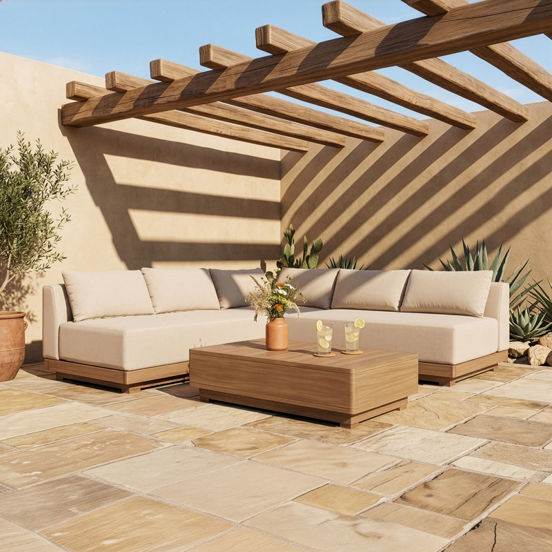 Canapé modulaire d'extérieur Solace, 5, Beige, Symmetrical