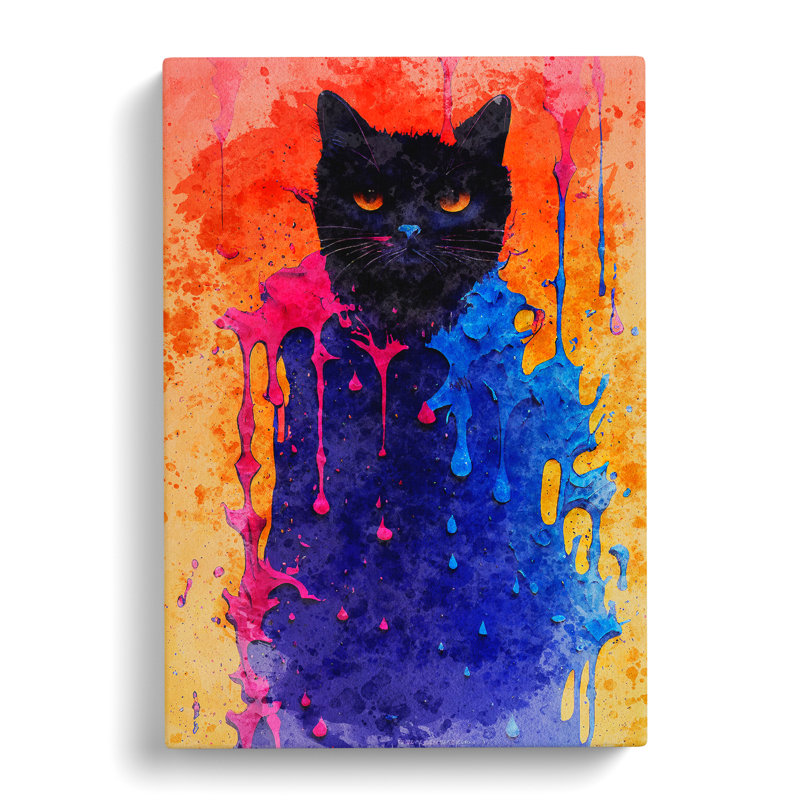 Painted Cat No.4 - Wrapped Canvas Painting, 60cm H x 40cm W x 3cm D