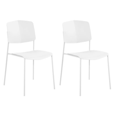 Pair of Aspen Academy Kitchen Chairs, Plastic Seat with Metal Legs