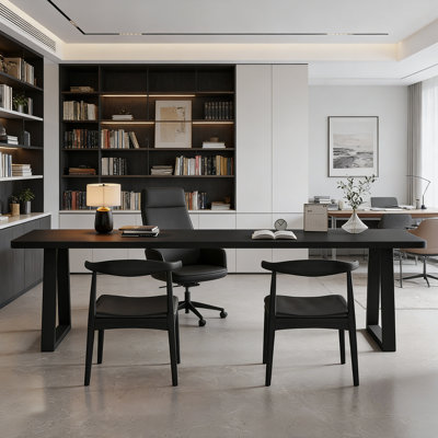 Modern Rectangular Solid Pine Wood Writing Desk