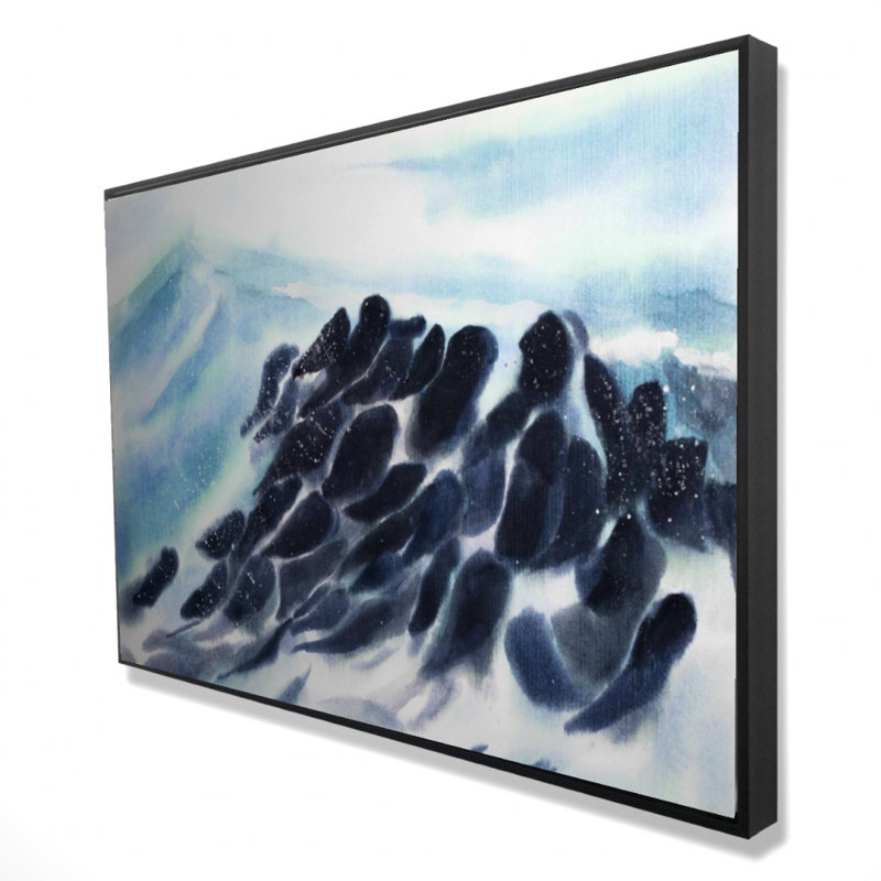 «Sea Waves With Paint Splash» sur toile, H 24 po x l 36 po
