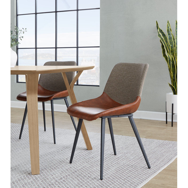 Castillon Two-Tone Upholstered Side Chairs, Espresso Faux Leather/Brown Fabric