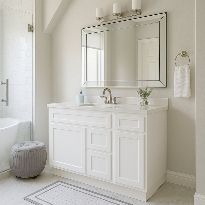 Base de meuble-lavabo simple 51 po seulement, Blanc