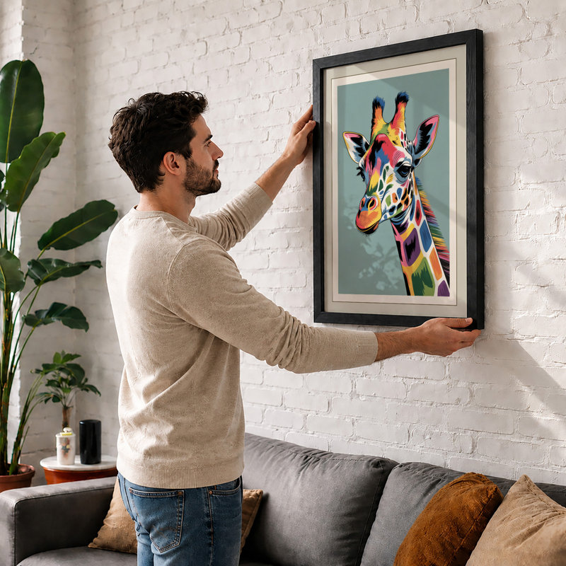 Chromatic Giraffe Modern - Framed Print, Unframed, A3 - 42.0 x 29.7 cm