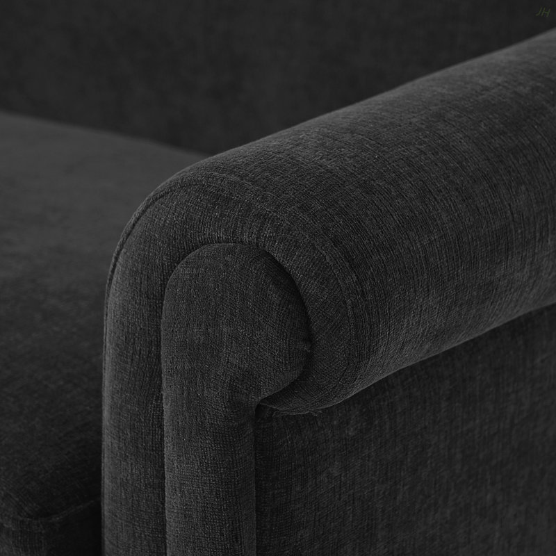 Causeuse 2 places avec accoudoirs roulés Modern, Noir