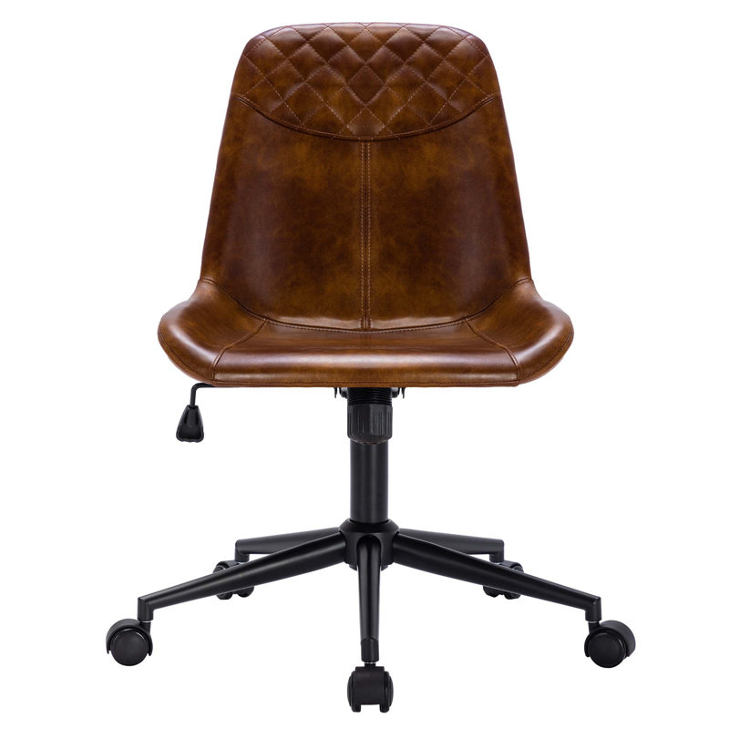 Chaise de bureau Keavey, Marron foncé, Doré