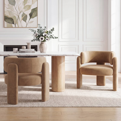 Fauteuil de salle à manger rembourré en velours de 33 po de largeur