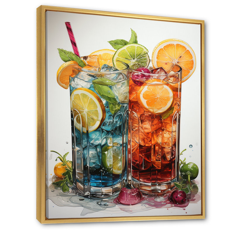 Jef Food Cocktail A Glamour II, H 40 po x l 30 po x P 1,5 po, Cadre flottant doré
