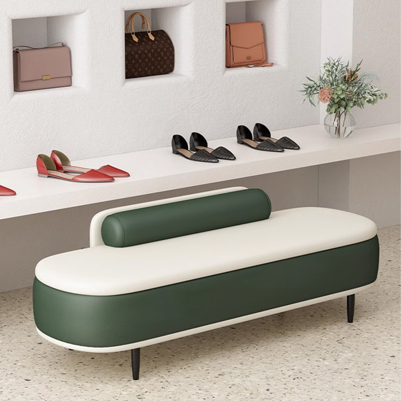 Tabouret de rangement simple de style simple rembourré, Vert foncé / Beige