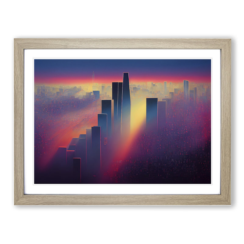 Soulful City Skyline Architecture - Framed Print, 25cm H x 34cm W x 2cm D, Oak