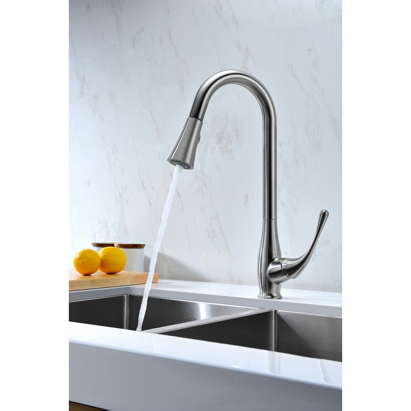 ANZZI Pull Down Kitchen Faucet, Brushed Nickel