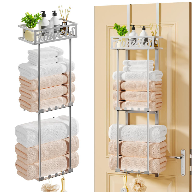 27 cm L Over-the-Door Towel Rack, Silver