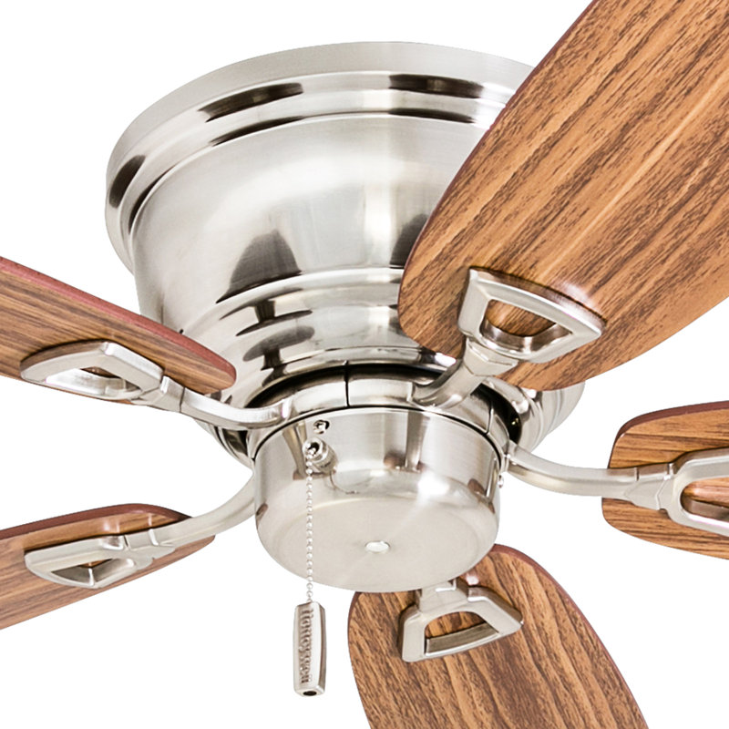 Brushed Nickel 52'' Ceiling Fan with Oak Blades