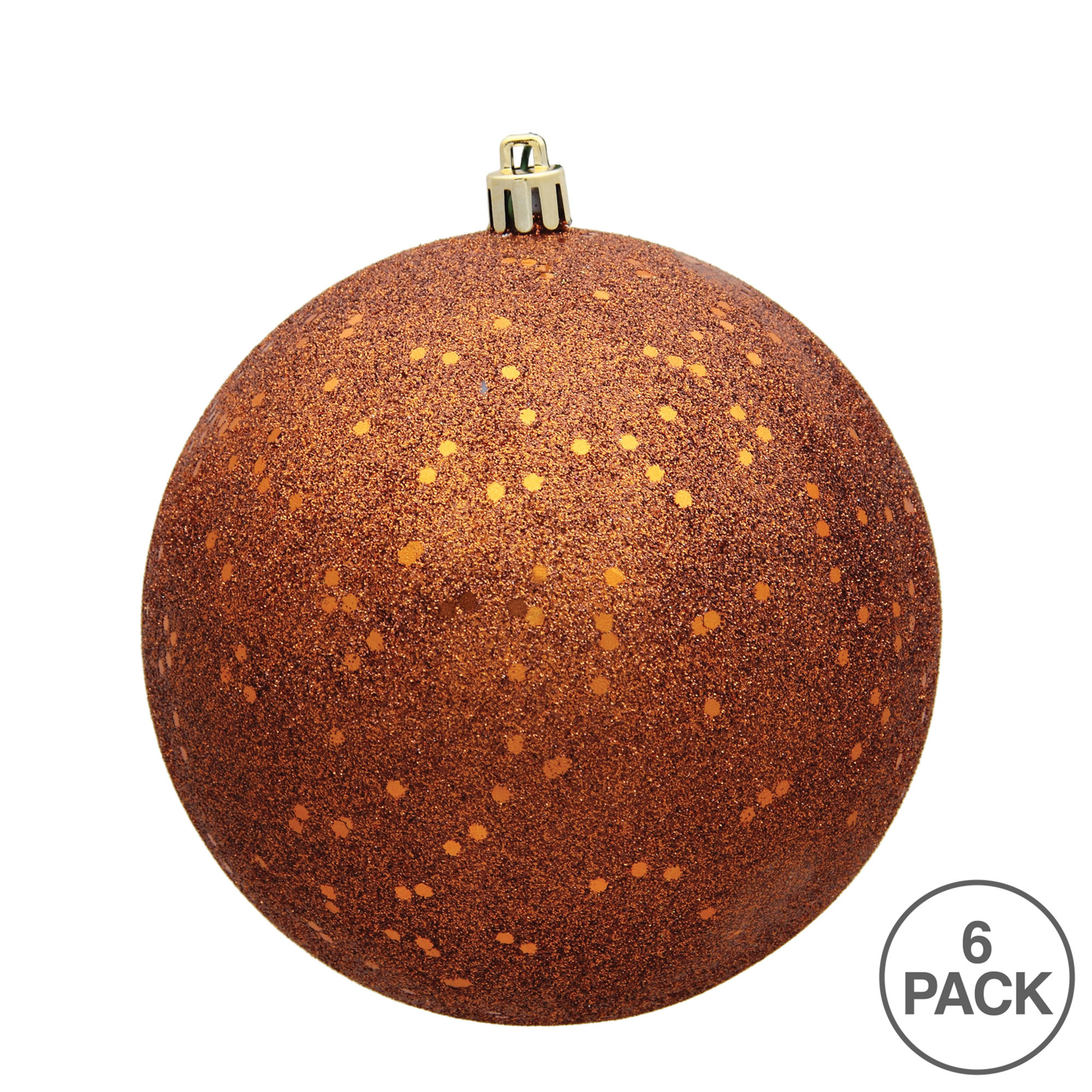 Holiday Décor Ball Ornament, Copper Sequin, 4" H x 4" W x 4" D
