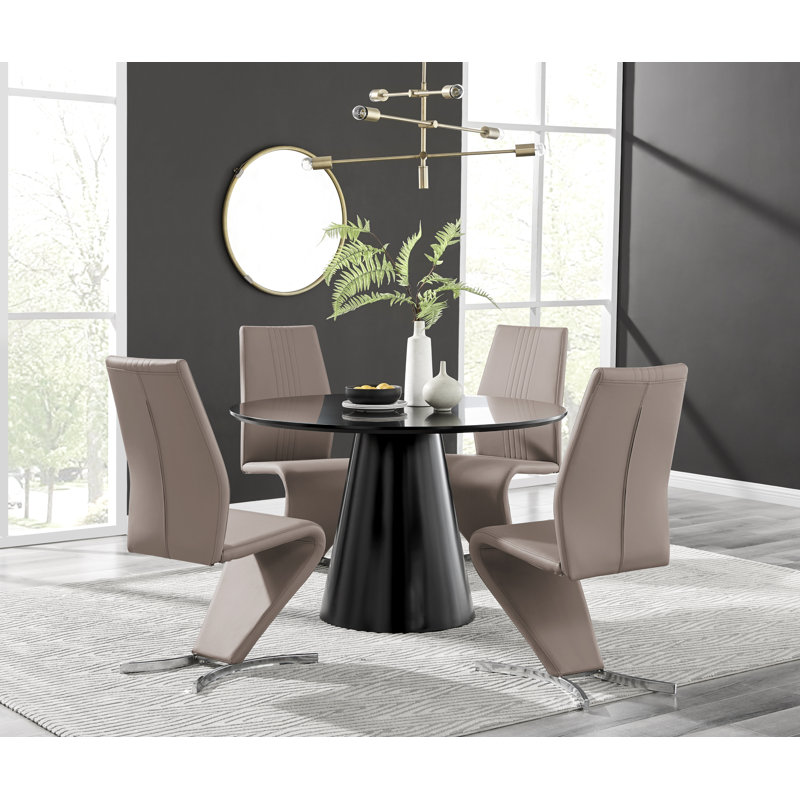 Eubanks 4 - Person Dining Set, Black, Cappuccino