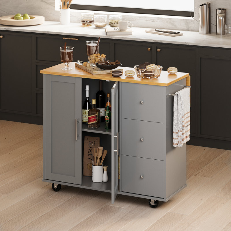 Arnola 39.7" W Kitchen Island Cart, Grey