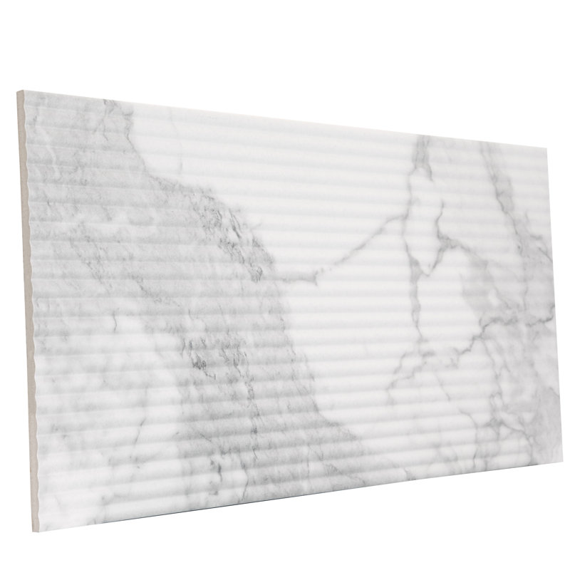 Reve Roseliere Deco 11-3/4 in. x 23-1/2 in. Porcelain Wall Tile, White/Gray