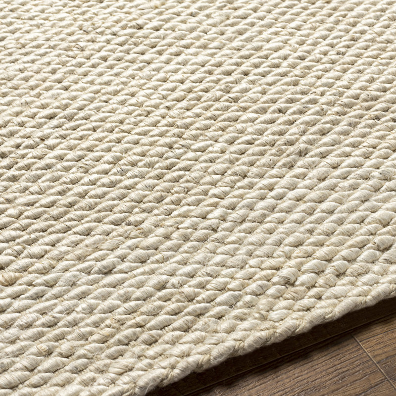 Wimbley Solid Color Flatweave Jute Area Rug in Tan, Rectangle 5' x 7'6"