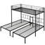 Triple lit superposé simple au-dessus d'un lit simple, structure en métal, vertical, garde-corps à quatre côtés, rangement pour fournitures noir, 78 po de profondeur, 92,1 de largeur, 72 de hauteur, 135,37 lb avec rail, tablette, extension appropriée