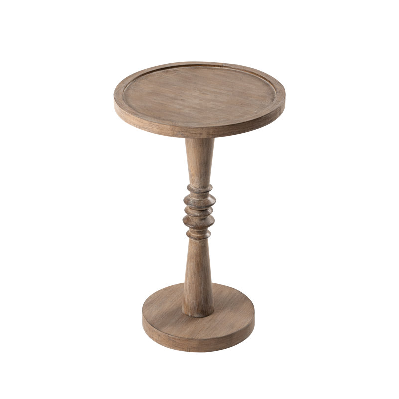 Farmhouse Rustic Distressed Wood Round Pedestal Drinking Table