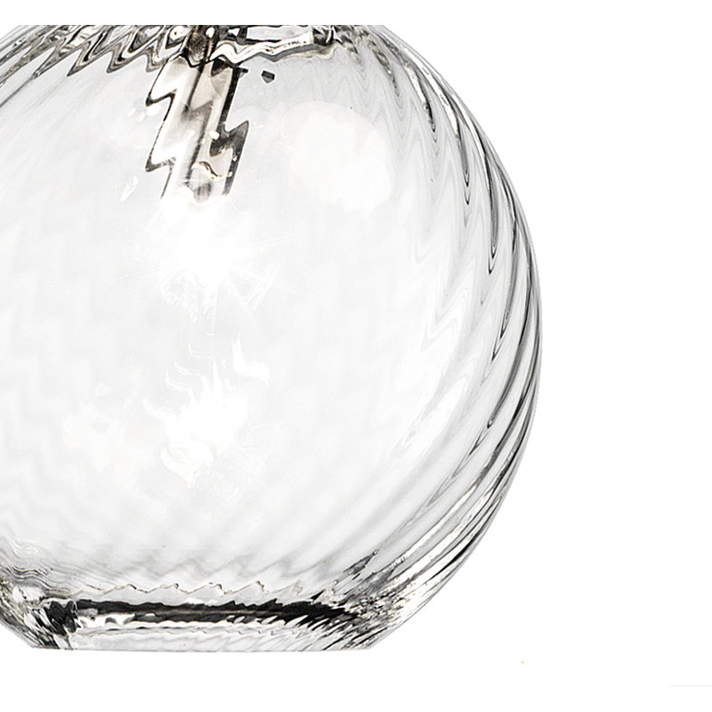 Oto Suspension Peac Amber Striped Satin Nickel G9 Ul, Crystal Striped Glass, 83" H x 5" W x 5" D