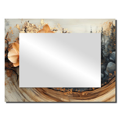Fleurs d'orchidées en cuivre sur glissière en bois - Art mural miroir floral - imprimé sur métal